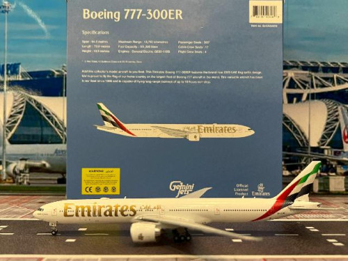 Gemini Jets 1:400 Emirates 777-300ER A6-EQH GJ2318F [Width 16 Length 18 Height 5 cm]