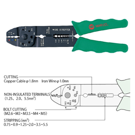 คีมย้ำหางปลา ตัด ปอกสายไฟ Marvel MEB-200 Multi-purposes Pliers