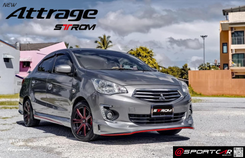 ชุดแต่ง Attrage 2017 2018 แอททราจ ทรง STROM - สเกิร์ตรอบคัน ท่อคู่ แอทราจใหม่ แต่งสวย ราคาไม่แรง