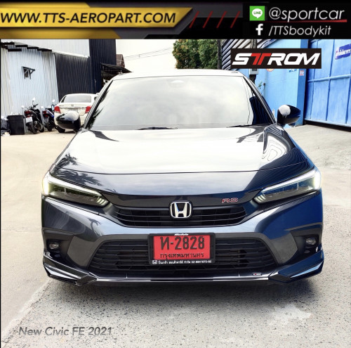 ชุดแต่ง Civic FE 2021 2022 STROM V2 รุ่นปลายท่อใบไม้  VIP Style สเกิร์ตรอบคัน Civic 2021,ของแต่ง civ 1