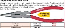 คีมปากแหลม snipe nose pliers with cutter/KEN-558
