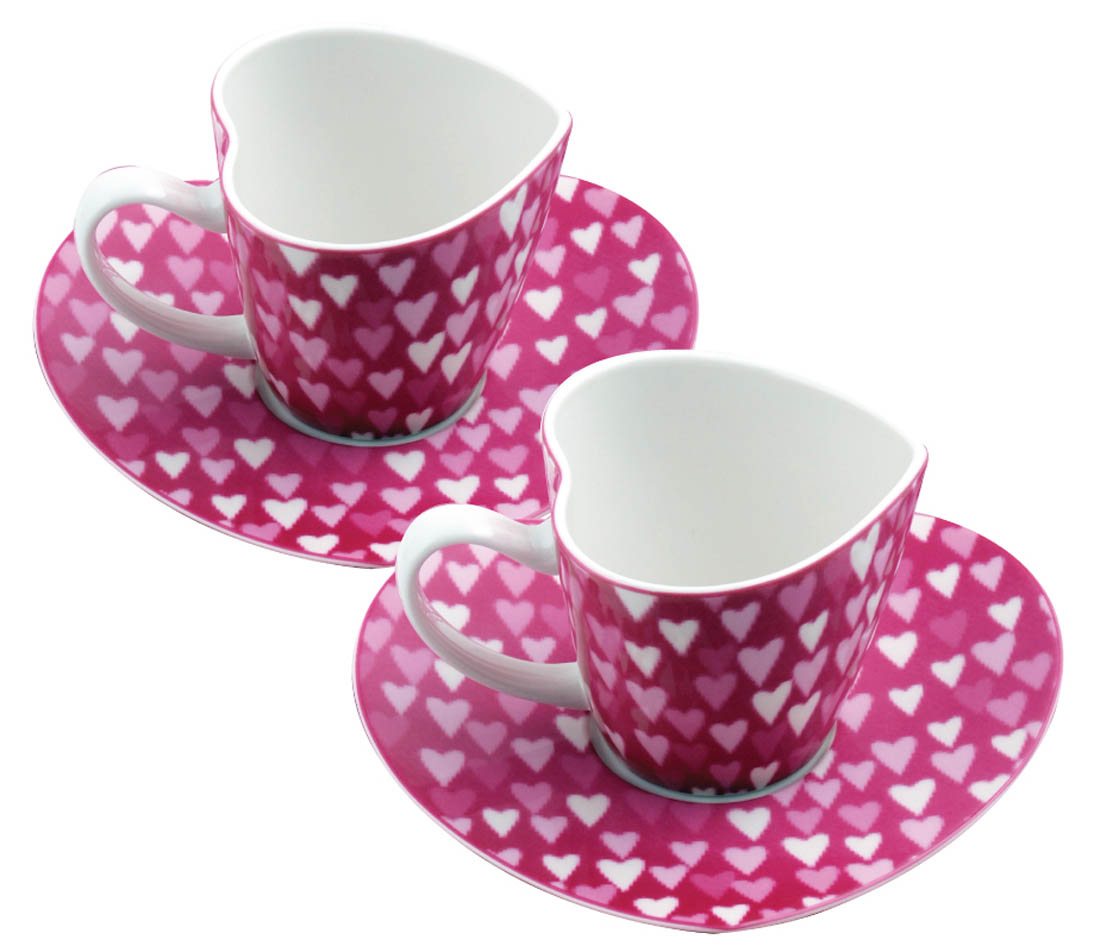 แก้วกาแฟ 2 ที่ ลาย Pink Romance บรรจุกล่องของขวัญ