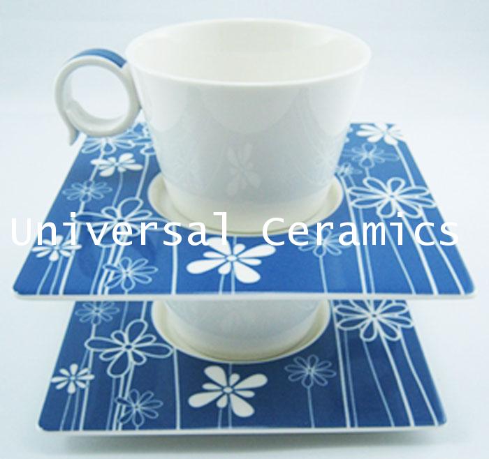 แก้วกาแฟ 0.2 ลิตร พร้อมจานรอง สำหรับ 2 ที่ - GOOD DAY BLUE