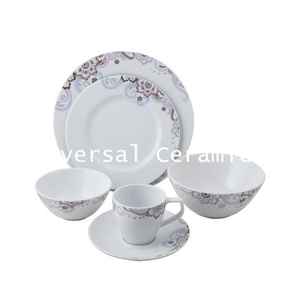 ชุดจานชามเซรามิก 6 ชิ้น ลาย Winter Peony