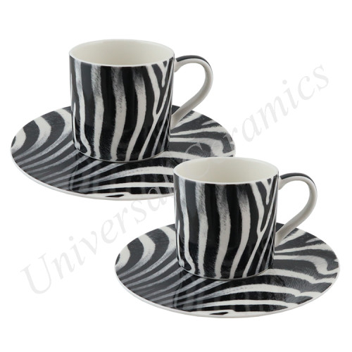 แก้วกาแฟพร้อมจานรอง 2 ชุด ลาย Zebra
