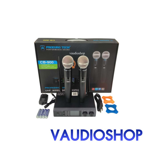 PROEUROTECH CB-900 ไมค์ลอยถือคู่ ปรับความถี่ได้ Wireless Microphone โปรยูโรเทค CB900 ถือคู่ UHF ไมค์