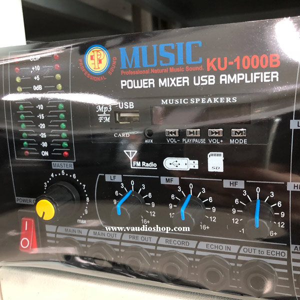 Power Mixer MUSIC KU-1000 (มีไลน์ 70-100V ในตัว, USB,SD CARD,FM สำหรับเสียงตามสาย) 1