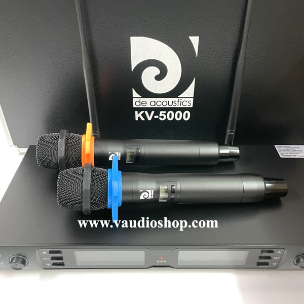 ไมค์ลอยถือคู่ De Acoustics KV-5000 ถือคู่ UHF ปรับความถี่ได้ พร้อมกระเป๋าเก็บชุดไมค์ ความถี่ใหม่ UHF 2