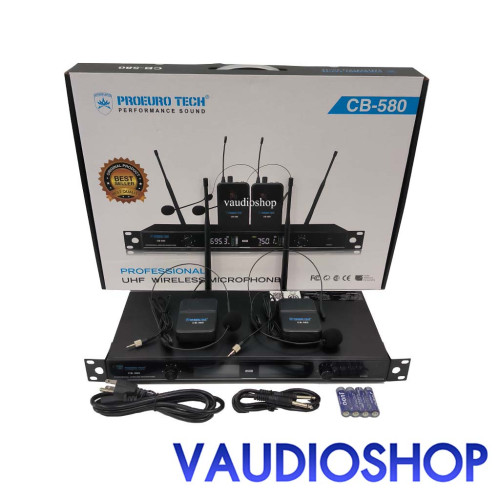 PROEUROTECH CB-580 ไมค์ลอยคาดคู่ ปรับความถี่ได้ Wireless Microphone โปรยูโรเทค CB580 คาดคู่ UHF ไมค์