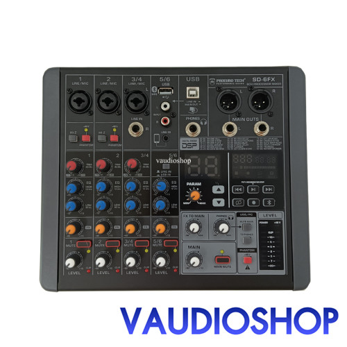 PROEUROTECH SD-6FXมิกเซอร์ 3แชนแนล+บลูทูธ+เอฟเฟก 99DSP โปรยูโรเทค SD6FX Mixer EUROTECH