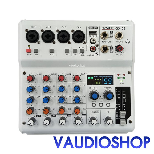 myNPE GX-06 Mixer มิกเซอร์ 6 แชนแนล บลูทูธ+USB+เอฟเฟค 99DSP ใช้ไฟ DC 5V ...