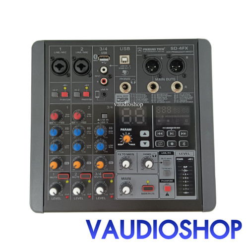 PROEUROTECH SD-4FX มิกเซอร์ 2 แชนแนล+บลูทูธ+เอฟเฟก 99DSP โปรยูโรเทค SD4FX Mixer EUROTECH