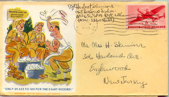 ซองจดหมายรูปกองทัพติดแสตมป์จาก booklet ปี 1945