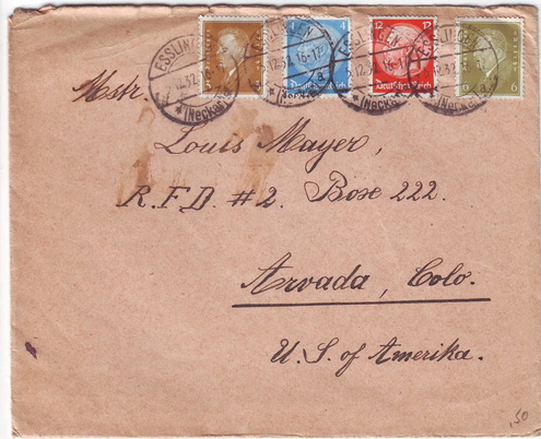ซองจดหมายเก่า ส่งจากเยอรมันไปอเมริกา ปี 1932