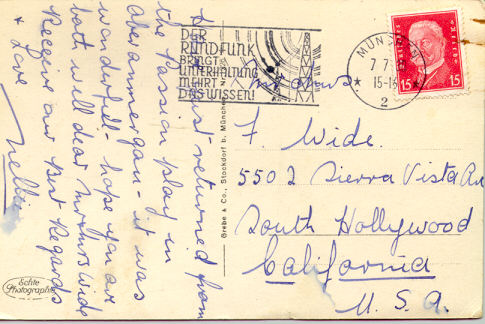 โปสการ์ดเก่า ส่งจากประเทศเยอรมัน ไปอเมริกา ปี 1930