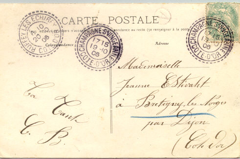 โปสการ์ดเก่าประเทศสวิสฯ ปี 1906 ส่งภายในประเทศ