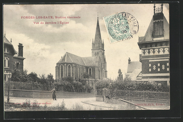 008 โปสการ์ดเก่าประเทศฝรั่งเศส ปี คศ. 1906 (พ.ศ. 2449 ตรงกับรัชสมัย ร.5) ส่งไปปารีส รูปอาคาร Forges-