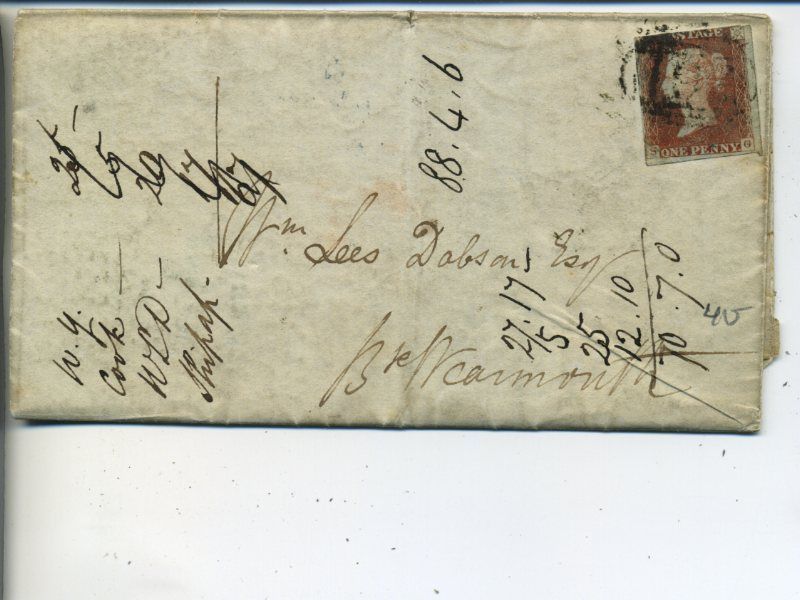 026 จดหมายติดแสตมป์เก่าประเทศอังกฤษ ปี ค.ศ. 1844 (พ.ศ.2387 สมัยรัชกาลที่ 3)