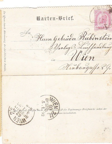 038 การ์ดจดหมายประเทศออสเตรีย ปี ค.ศ. 1893 (พ.ศ. 2436 สมัยรัชกาลที่ 5)