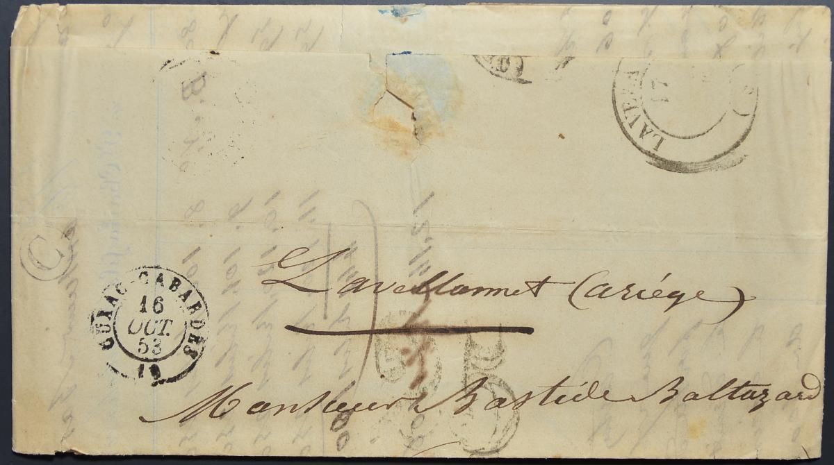 046 จดหมายเก่ามากไม่ติดแสตมป์ (Stampless Cover)ประเทศฝรั่งเศส ปี ค.ศ. 1853 (พ.ศ.2396 สมัยต้นรัชกาลที