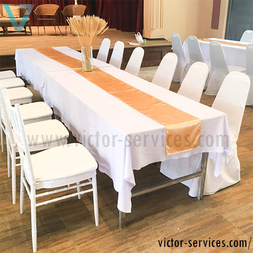 เช่าโต๊ะ - โต๊ะเหลี่ยมหน้าขาวคลุมผ้าขาว(แบบธรรมดา) 3