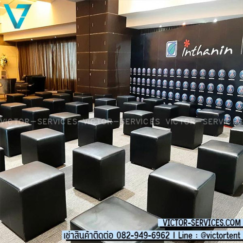 เช่าเก้าอี้สตูลลูกเต๋าเหลี่ยม-สีดำ