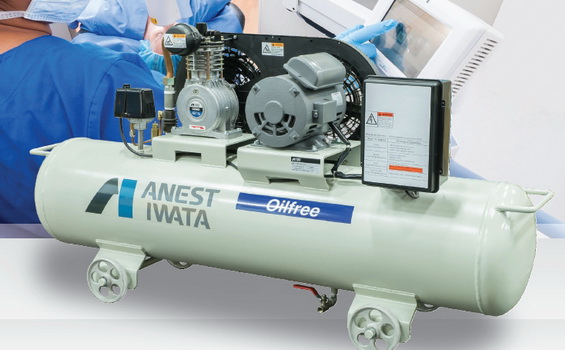 ปั๊มลมแบบไม่ใช้น้ำมัน 1 แรงม้า Anest Iwata oilfree compressor รุ่น TFPA07B10C-S5