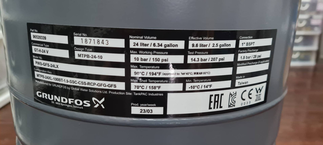 ถังแรงดัน Grundfos ขนาด 24 ลิตร รุ่น 96528339
