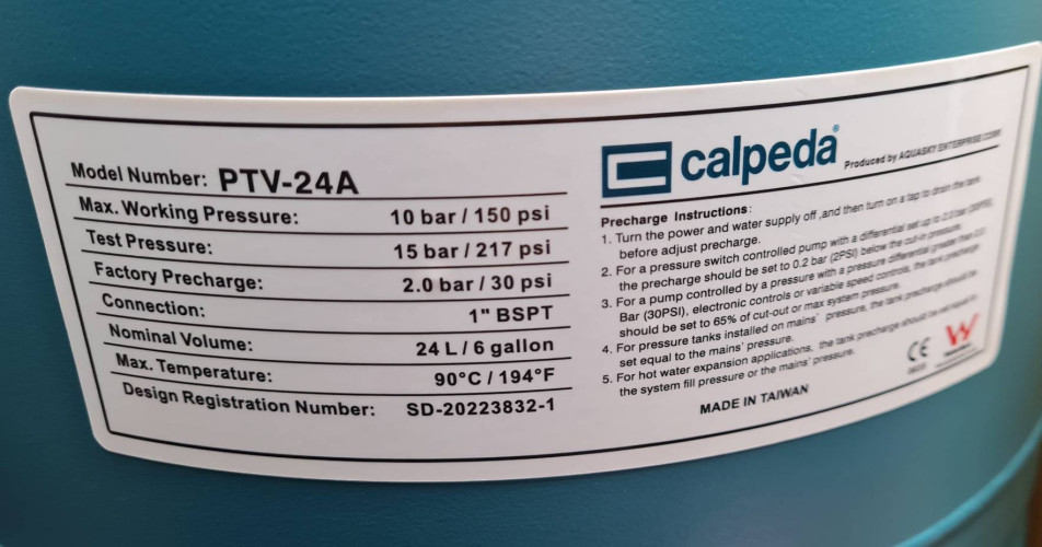 ถังแรงดัน Calpeda 24 ลิตร รุ่น APT-24H 2