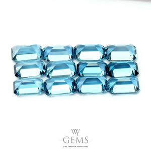 ลอนดอนบลูโทแพซ(London Blue Topaz) สี่เหลี่ยม 6x4 mm 12 เม็ด [เหลือ 20 ชุด] 1
