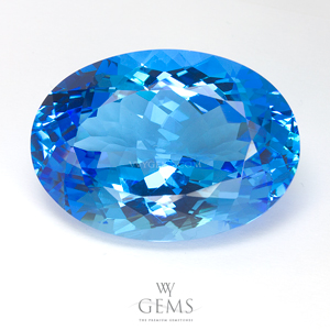 สวิสบลูโทแพซ (Swiss Blue Topaz) 26.47 กะรัต รูปไข่