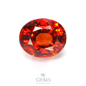 [[[GLC Certified]]]ซองเจีย(Orange Sapphire) 3.17 กะรัต ส้มแดง ไฟเต็ม
