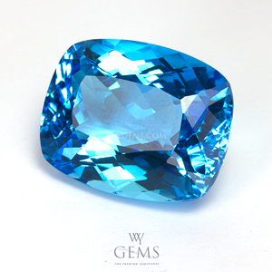 สวิสบลูโทแพซ (Swiss Blue Topaz) 19.25 กะรัต คุชชั่นยาว 1