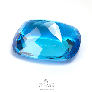 สวิสบลูโทแพซ (Swiss Blue Topaz) 19.25 กะรัต คุชชั่นยาว 2