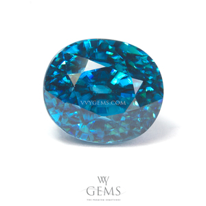 เพทาย (Blue Zircon) 6.61 กะรัต รูปไข่ สีฟ้า