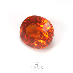 บุษราคัม(Yellow Sapphire) 2.08 กะรัต รูปไข่ ไฟเต็มเม็ด สีส้ม 1