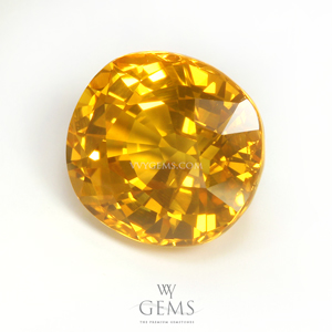 บุษราคัม(Yellow Sapphire) 3.8 กะรัต น้ำทอง รูปไข่ ไฟเต็มเม็ด Perfect 1