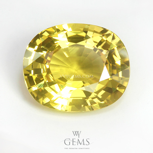 [BGJ Certified]บุษราคัม(Yellow Sapphire) 5.47 กะรัต สีมะนาว 0