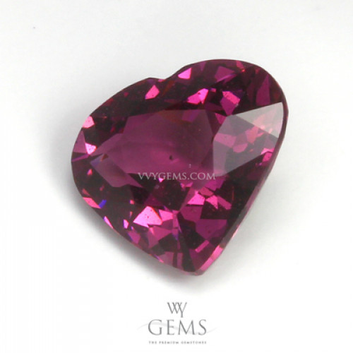 โรโดไลต์ (Rhodolite) 2.50 กะรัต รูปหัวใจ สีม่วงเข้ม 1