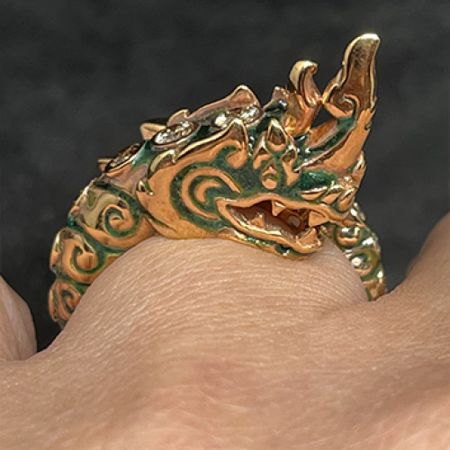 แหวนทองคำรูปทรงพยานาค Pink gold ประดับเพชรแท้เจียรไนทุกเม็ดจำนวน 23 เม็ด น้ำหนักรวม 1.45 กะรัต 1