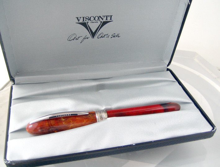 ปากกาลูกลื่น visconti collection van gogh ตัวด้ามอครีลิคลายน้ำตาลไม้ ชุดเหน็บและปาก steel ขัดเงา สภา