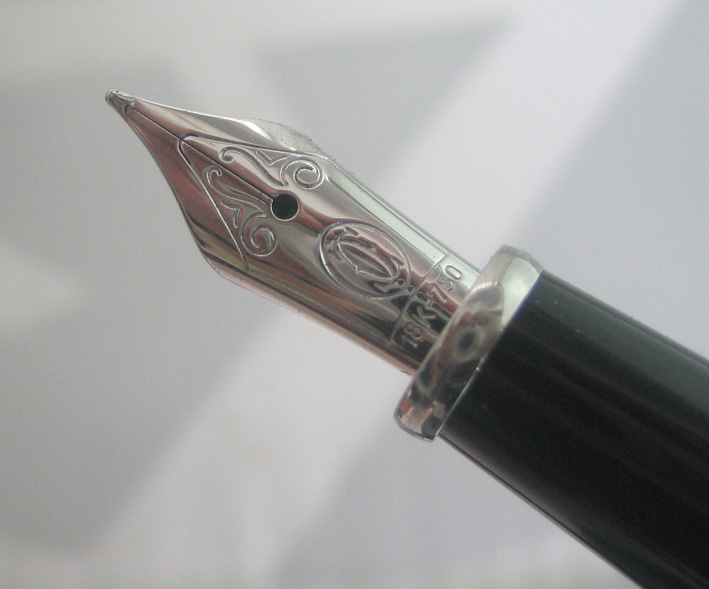 ปากกาหมึกซึม cartier stylo plume diabolo ปากทองขาว 18k (750) ตัวด้ามอครีลิคดำแข็งประดับชุดเหน็บเคลือ 4