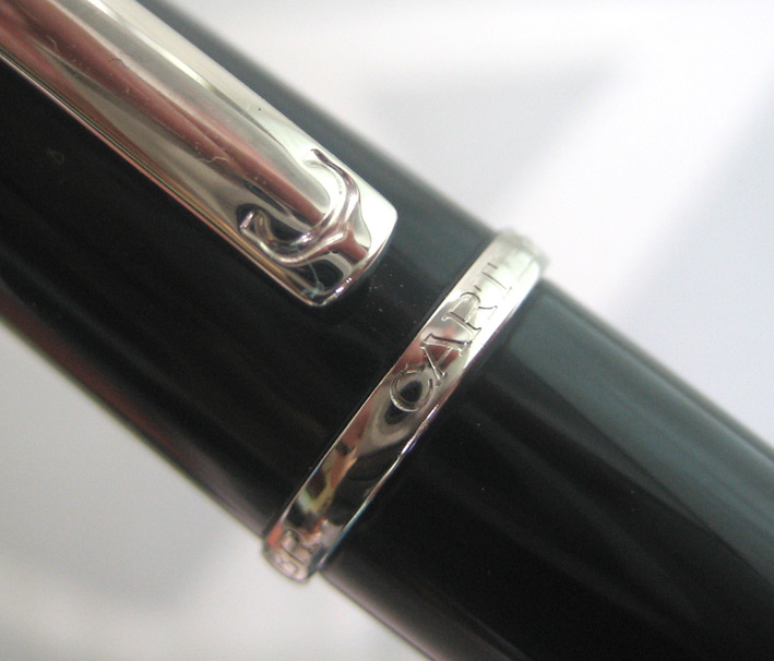ปากกาหมึกซึม cartier stylo plume diabolo ปากทองขาว 18k (750) ตัวด้ามอครีลิคดำแข็งประดับชุดเหน็บเคลือ 5