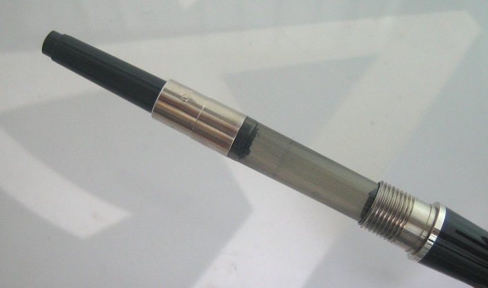 ปากกาหมึกซึม cartier stylo plume diabolo ปากทองขาว 18k (750) ตัวด้ามอครีลิคดำแข็งประดับชุดเหน็บเคลือ 6