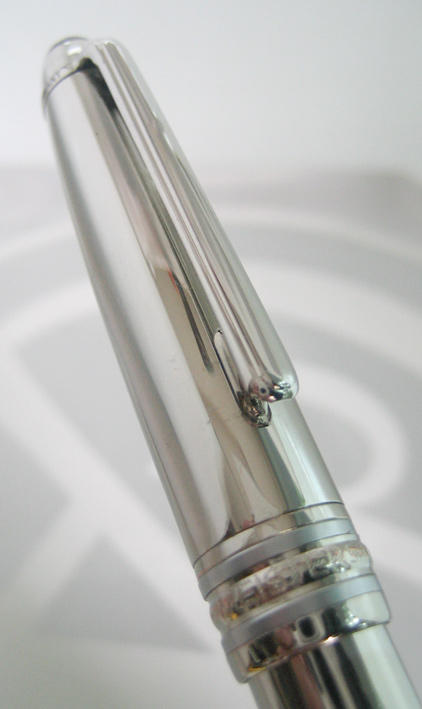 ปากกาหมึกเคมี roler ball  montblanc meisterstuck ตัวด้ามเคลือบแพ็ตตินั่ม ชุดเหน็บเคลือบแพ็ตตินั่ม  ข 2