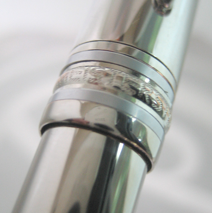 ปากกาหมึกเคมี roler ball  montblanc meisterstuck ตัวด้ามเคลือบแพ็ตตินั่ม ชุดเหน็บเคลือบแพ็ตตินั่ม  ข 3
