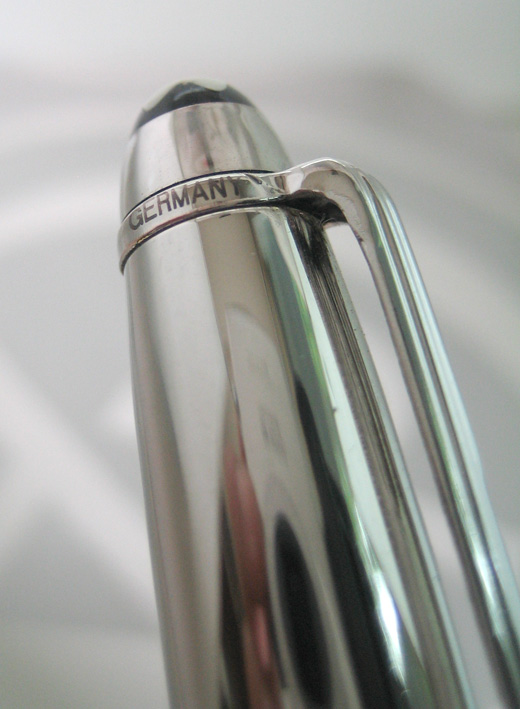 ปากกาหมึกเคมี roler ball  montblanc meisterstuck ตัวด้ามเคลือบแพ็ตตินั่ม ชุดเหน็บเคลือบแพ็ตตินั่ม  ข 4