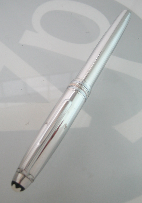ปากกาหมึกเคมี roler ball  montblanc meisterstuck ตัวด้ามเคลือบแพ็ตตินั่ม ชุดเหน็บเคลือบแพ็ตตินั่ม  ข 6