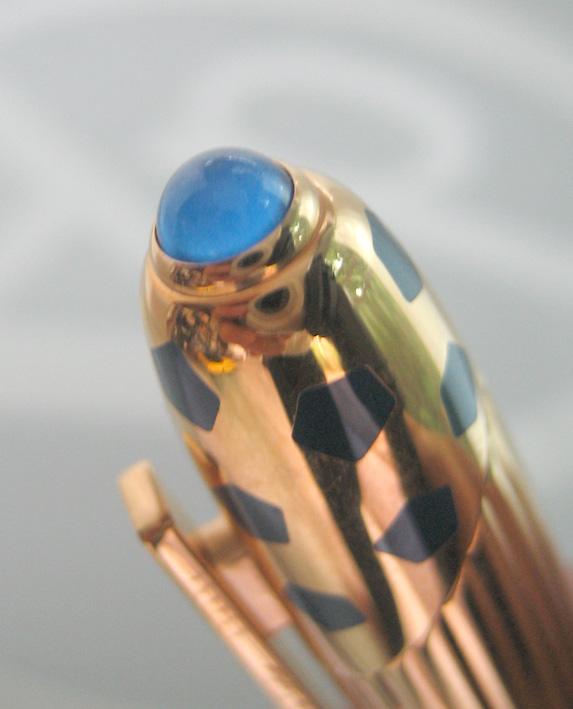 ปากกาหมึกซึม Cartier panthere laq blue fontain classic  for man, lady ปากเป็นทอง 18k (750) size F ตั 3