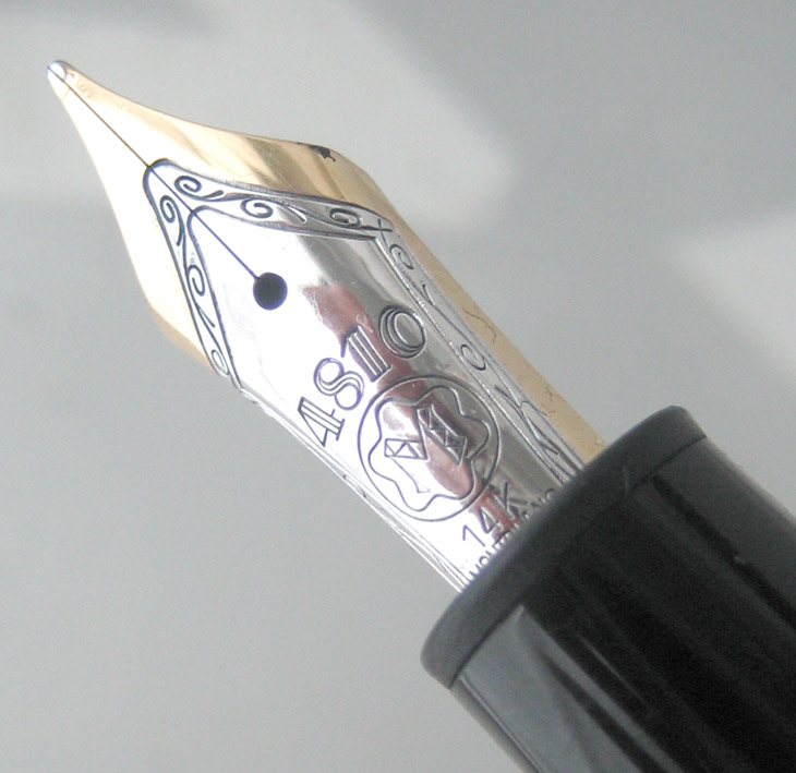 ปากกาหมึกซึม MONTBLANC PEN meisterstuck ขนาด big size ระบบบิดเปิดไส้ ตัวเรือนดำอครีลิคประดับชุดเหน็บ 3
